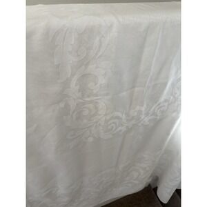 Vintage sheer white tablecloth 120 x 104 Makylene made in Spain NOS + 4 napkins